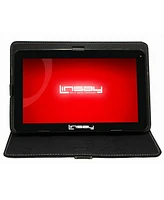 Linsay New 10.1" Tablet Octa Core 128GB Bundle with Black Leather Case Newest Android 13