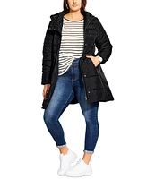 City Chic Women's Longline Puffer Jacket