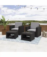 Corliving Distribution Adelaide 4 Piece All-Weather Chair and Ottoman Patio Set