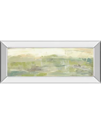 Classy Art Greenery Horizon Line Iii by Jennifer Goldberger Mirror Framed Print Wall Art - 18" x 42"