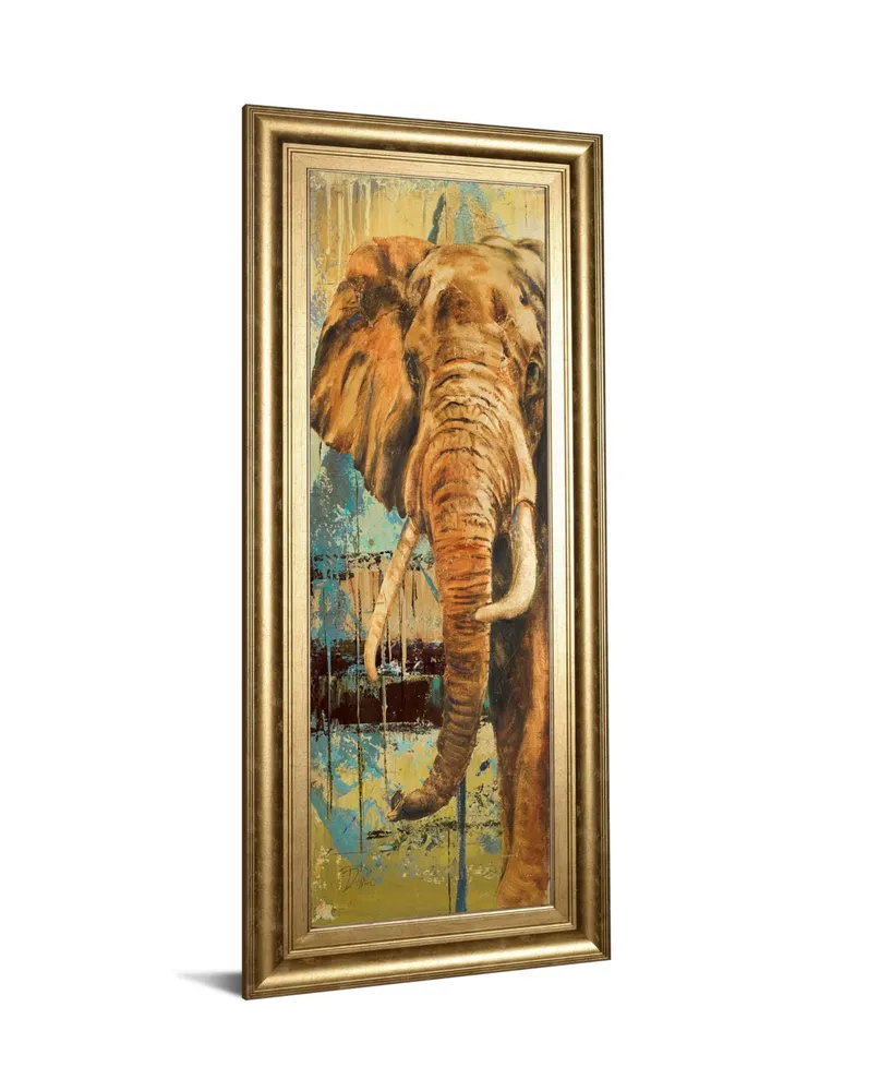 Classy Art New Safari on Teal Il by Patricia Pinto Framed Print Wall Art - 18" x 42"