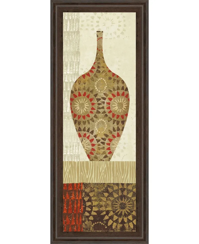 Classy Art Spice Stripe Vessels Panel Iii by Wild Apple Portfolio Framed Print Wall Art - 18" x 42"