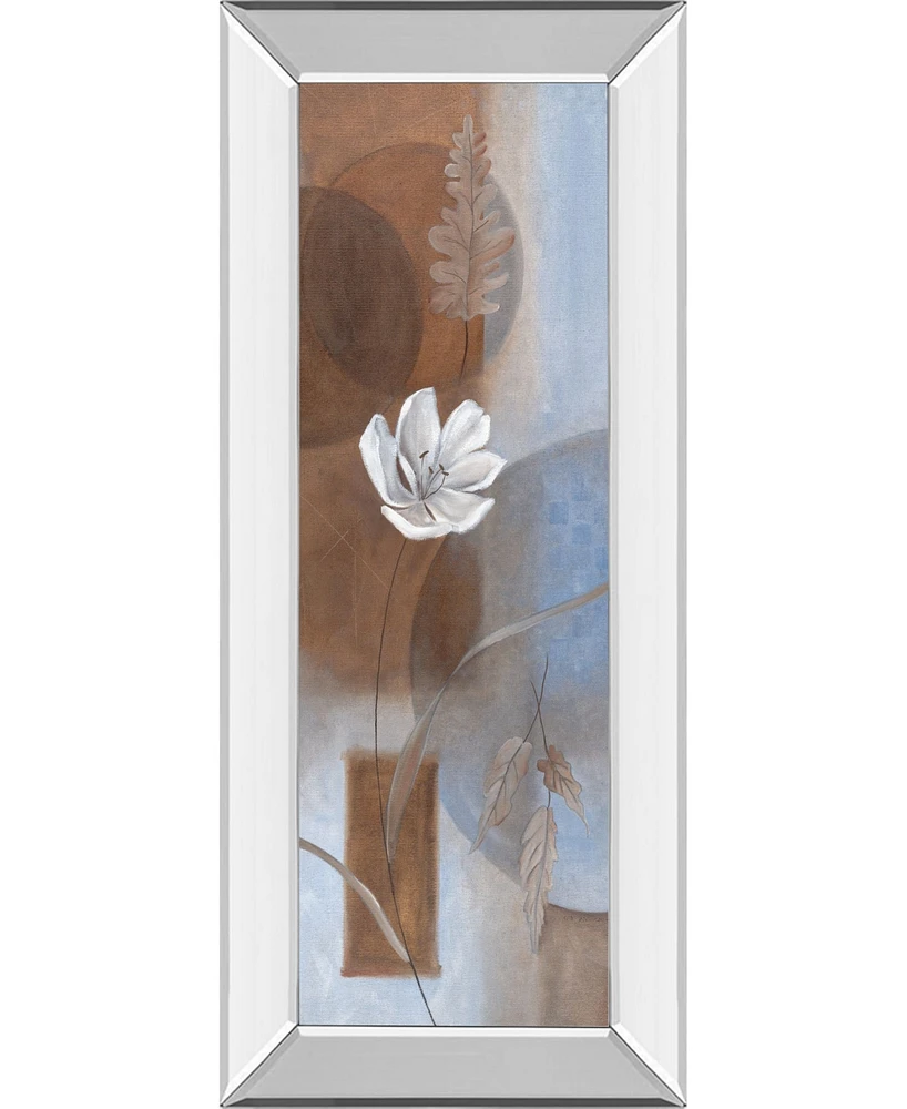 Classy Art White Flower I Mirror Framed Print Wall Art - 18" x 42"