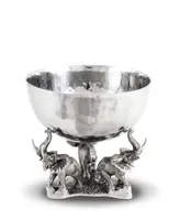 Vagabond House Stainless Nut Bowl with 3 Pewter Elephant Base