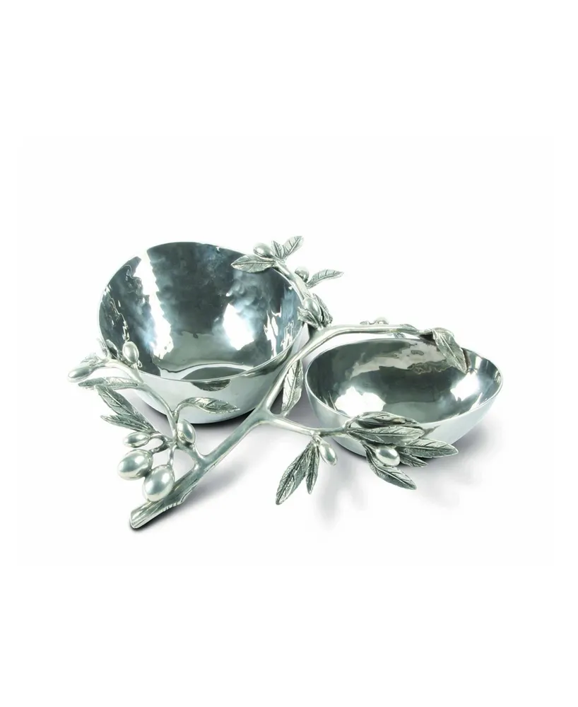 Vagabond House Pewter Olive Handle Double Serving Bowl