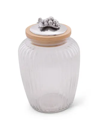Arthur Court Canister Glass for Kitchen with Rubber Airtight Seal for Food Storage Grape Pattern Knob