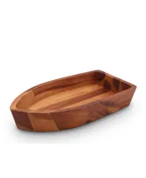 Arthur Court Acacia Wood Serving Bowl for Fruits or Salads Boat Shape Style Large Wooden Single Bowl