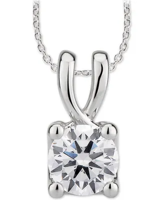 Gia Certified Diamond Solitaire Diamond 18" Pendant Necklace (1/2 ct. t.w.) in 14k White Gold