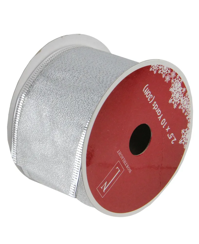 Northlight Pack of 12 Shimmering Silver Wired Christmas Craft Ribbon Spools - 2.5" x 120 Yards Total