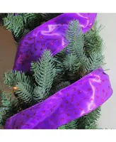 Northlight Pack of 12 Shimmering Purple Tree Wired Christmas Craft Ribbon Spools - 2.5" x 120 Yards Total