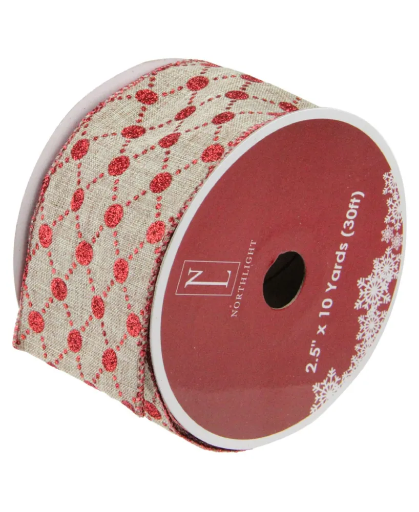 Northlight Faded Rustic Red and White Ikat Wired Christmas Craft Ribbon 2.5 x 120 Yards