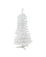 Northlight 3' Pre-Lit White Pine Slim Artificial Christmas Tree - Blue Lights