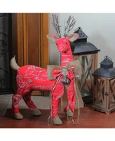 Northlight 24" Country Rustic Red White and Brown Reindeer with Bow Christmas Decoration