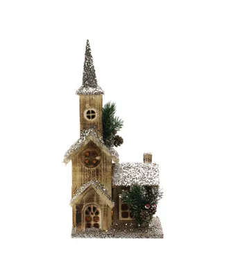 Northlight 17" Led Lighted Country Rustic Brown Wooden Church Christmas Decoration