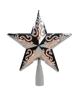 Northlight 8.5" Silver Star Cut-Out Design Christmas Tree Topper - Clear Lights