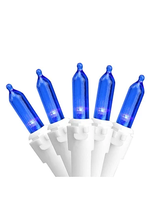 Northlight Set of 50 Blue Led Mini Christmas Lights 4" Spacing - White Wire