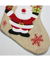 Northlight 16" Burlap "Merry Christmas" Santa Claus Embroidered Christmas Stocking