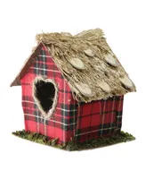 Northlight 5.25" Red Plaid Christmas Birdhouse Ornament with Heart Shaped Door