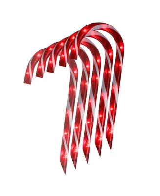Northlight Set of 10 Lighted Outdoor Candy Cane Christmas Lawn Stakes 12"