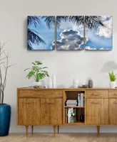 Ready2HangArt Cloudy Palms 3 Piece Wrapped Canvas Coastal Wall Art Set, 20" x 48"