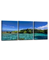 Ready2HangArt Grunge Pano 3 Piece Wrapped Canvas Coastal Wall Art Set, 20" x 48"