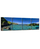 Ready2HangArt Limu Pano 4 Piece Wrapped Canvas Coastal Wall Art Set, 20" x 64"