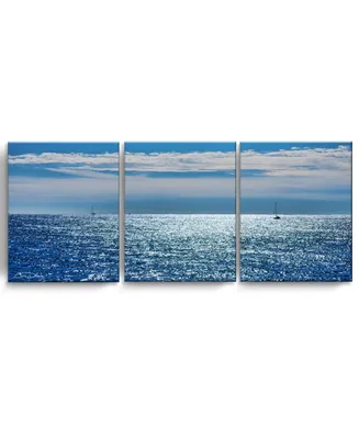 Ready2HangArt Oceans 3 Piece Wrapped Canvas Coastal Wall Art Set, 20" x 48"