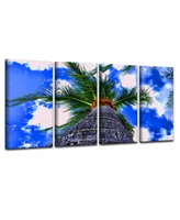 Ready2HangArt Palms Iii 4 Piece Wrapped Canvas Coastal Wall Art Set, 24" x 48"
