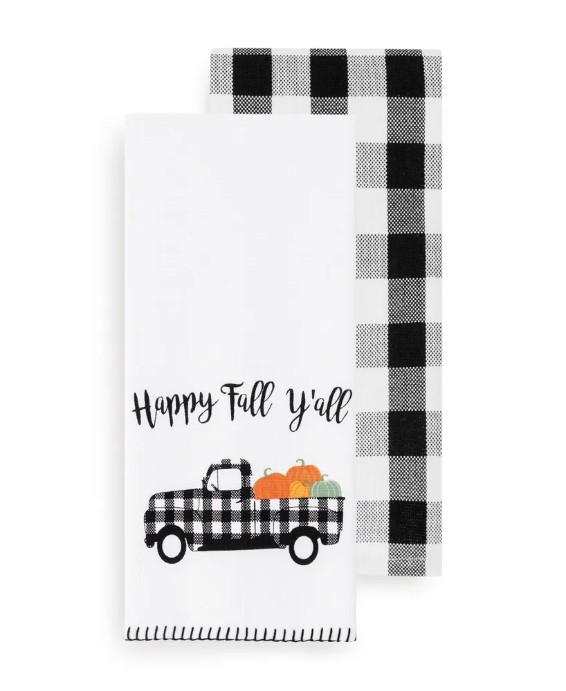 Elrene Happy Fall Y'all and Check Kitchen Towel Set