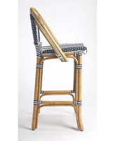 Lila Stripe Rattan Bar Stool