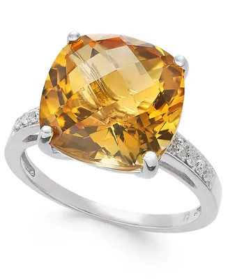 Citrine (7 ct. t.w.) & Diamond (1/10 ct. t.w.) Statement Ring in Sterling Silver