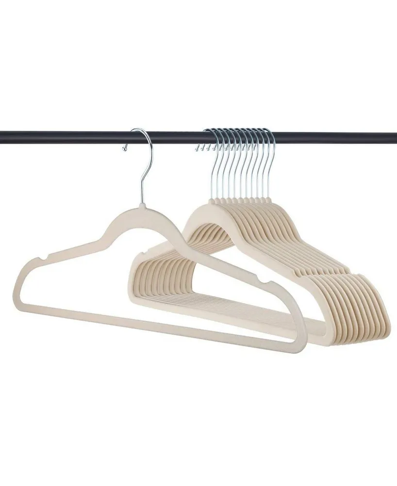Homeit 30 Pack Velvet Cloth Hangers Non-Slip Ultra-Thin Hangers in Ivory
