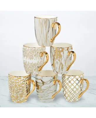 Certified International Matrix 6 Pc. Gold-Silver Tone Mugs