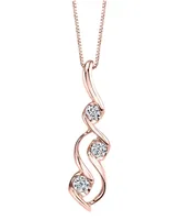 Diamond (1/10 ct. t.w.) Three Stone Pendant 14k Yellow Gold or Rose