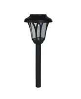 Northlight 12" Black Lantern Solar Light with White Led Light and Lawn Stake