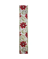 Northlight Red Poinsettia Print Gold Wired Christmas Craft Ribbon 2.5" x 10 Yards