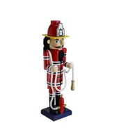 Northlight 14" Red Wooden Fireman with Hose Christmas Nutcracker