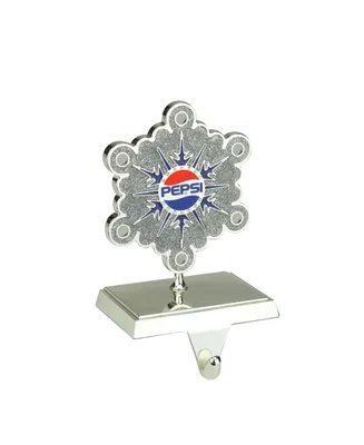 Northlight 6.5" Silver Plated Pepsi Snowflake Christmas Stocking Holder with European Crystals