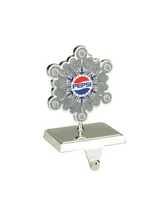 Northlight 6.5" Silver Plated Pepsi Snowflake Christmas Stocking Holder with European Crystals