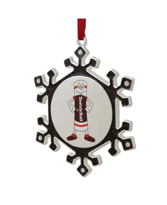 Northlight 3.5" Silver Plated SnowflakeToostie Roll Man Candy Logo Christmas Ornament with European Crystals