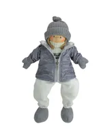 Northlight 16" Gray and White Cheerful Sitting Girl Christmas Tabletop Decoration