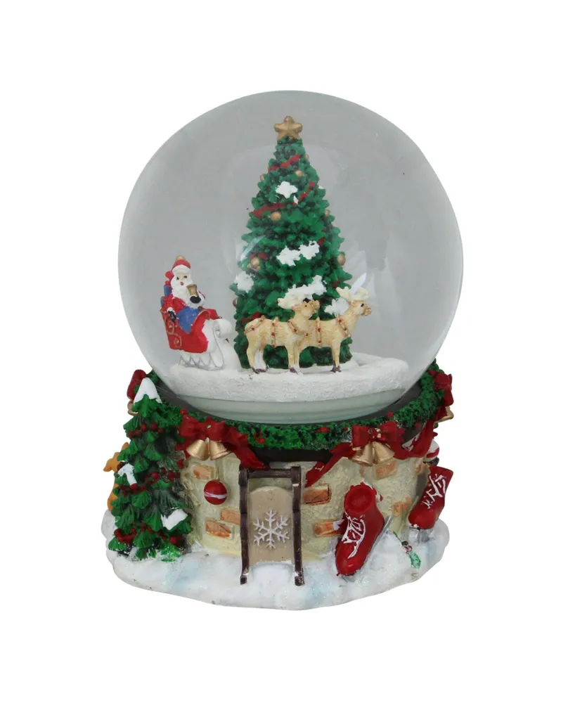 Northlight 6.75" Musical and Animated Santa on Sleigh Rotating Christmas Snow Globe