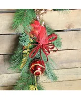 Northlight 6' Red Burlap and Gold Pinecone Artificial Christmas Garland - Unlit