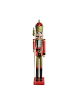 Northlight 6' Giant Commercial Size Wooden Red Black and Gold Christmas Nutcracker King with Scepter