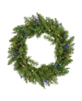 Northlight 24" Pre-Lit Northern Pine Artificial Christmas Wreath - Multi-Color Led Lights