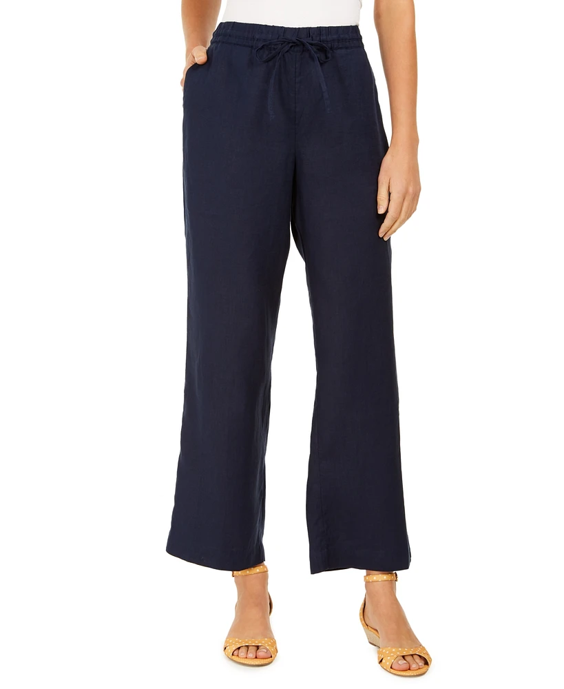 Charter Club Women's 100% Linen Drawstring Pants, Created for Macy's