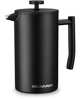 Belwares French Press Coffee Maker – Insulated Coffee Press Stainless Steel 304 – Coffee Spoon, Double Wall