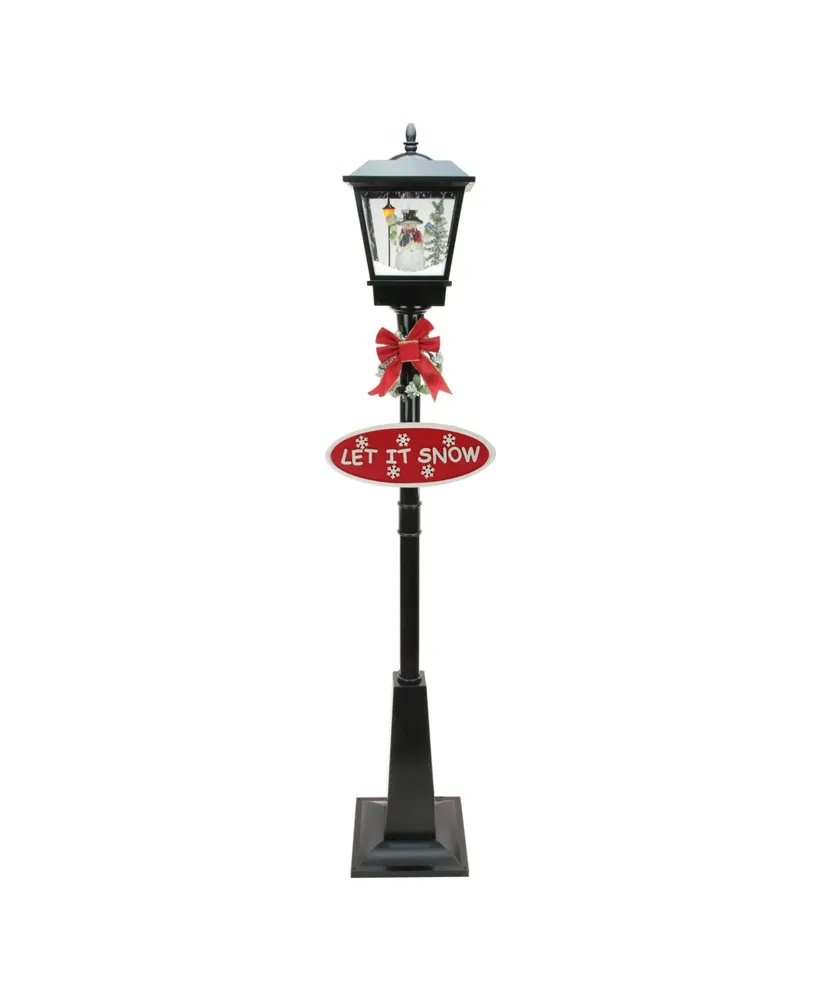 Northlight 70.75" Black Lighted Musical Snowman Vertical Snowing Christmas Street Lamp