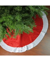 Northlight 48" Traditional Red Velveteen Christmas Tree Skirt with White Border Trim