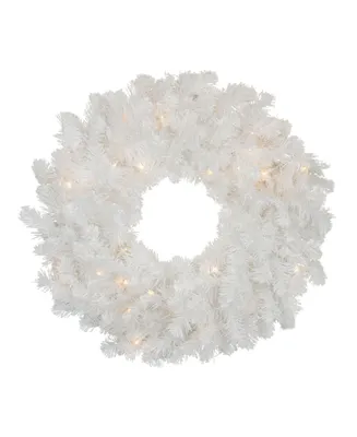 Northlight Pre-Lit Snow White Artificial Christmas Wreath - 24-Inch Clear Lights